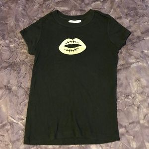 $48 FREE PEOPLE Cute Tee W/ Glitter Gold Lips